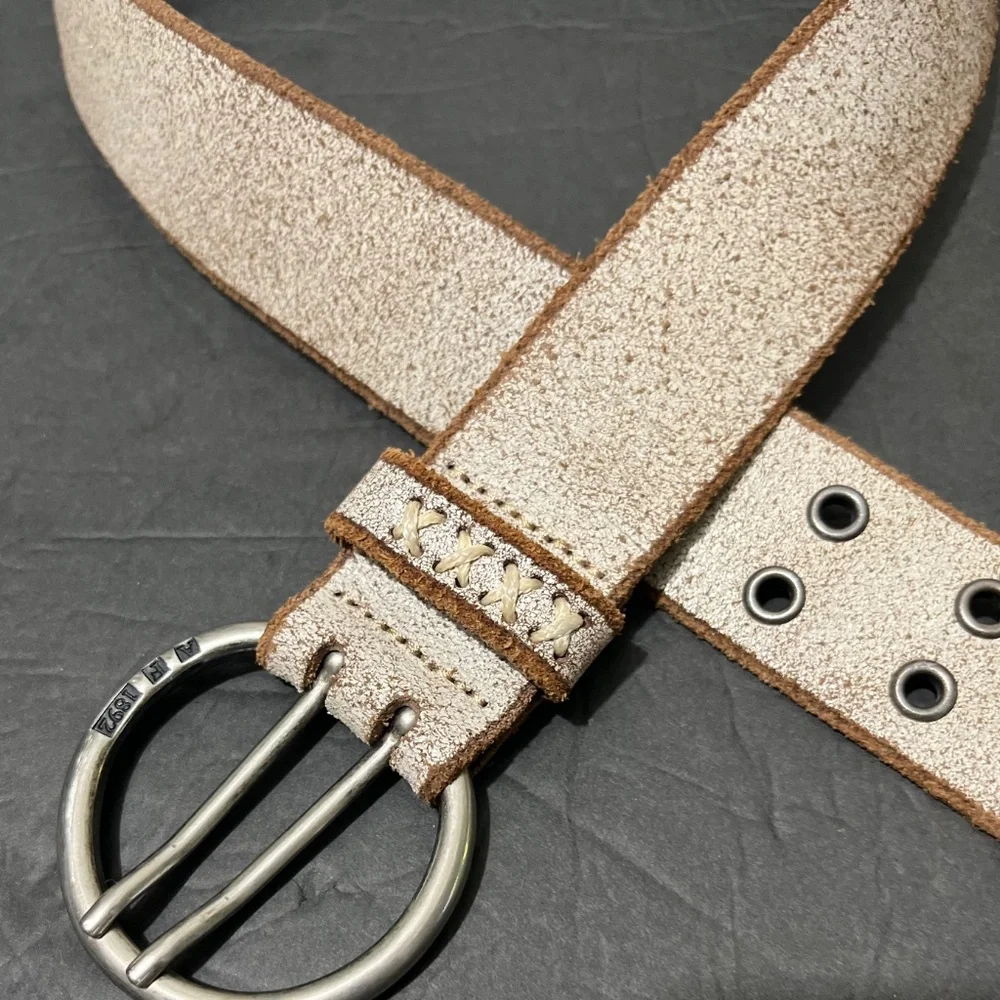 Abercrombie & Fitch Cream Belt with Silver Buckle